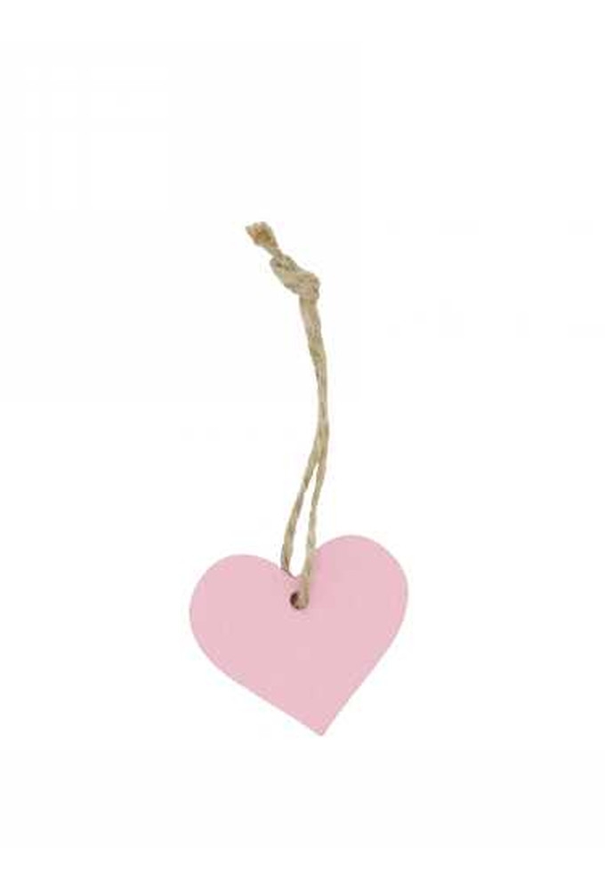 Houten Decoratie Hartje Roze Wood Met Koord 3.5cm 24stuks