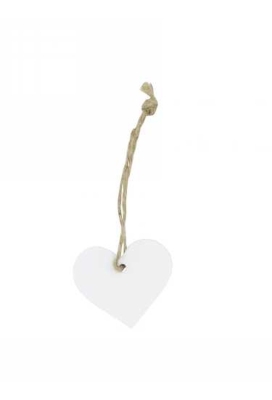 Houten Decoratie Hartje Wit Wood Met Koord 3.5cm 24stuks
