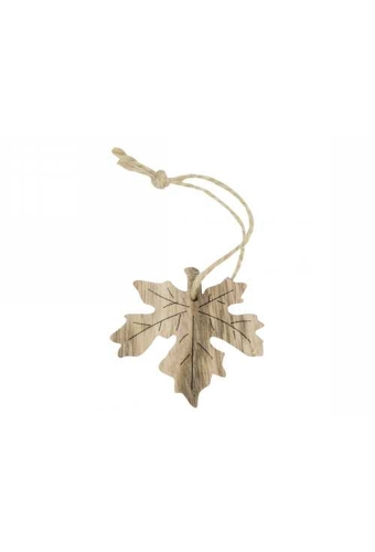 Houten Decoratie Herfst Blad Met Koord 5x5.2cm 24stuks