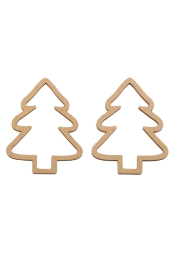 Houten Decoratie Kerstboom Open Goud Hanger 6cm 100stuks