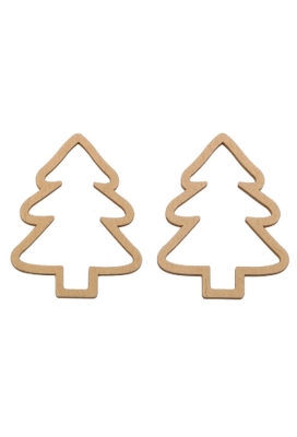 Houten Decoratie Kerstboom Open Goud Hanger 6cm 100stuks