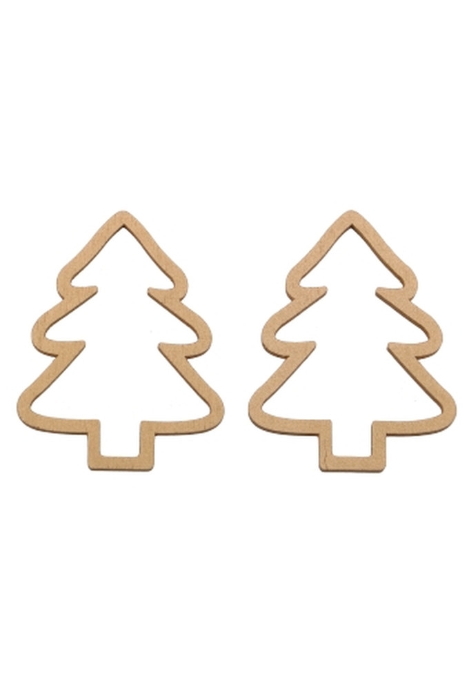 Houten Decoratie Kerstboom Open Goud Hanger 6cm 100stuks