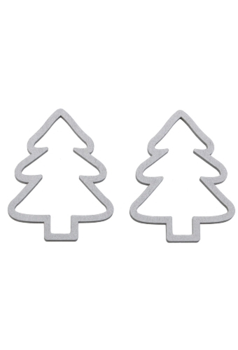 Houten Decoratie Kerstboom Open Zilver Hanger 6cm 100stuks