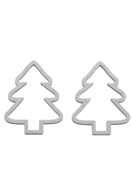 Houten Decoratie Kerstboom Open Zilver Hanger 6cm 100stuks