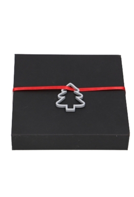 Houten Decoratie Kerstboom Open Zilver Hanger 6cm 100stuks