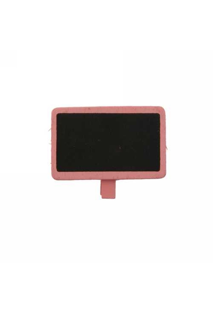 Houten Decoratie Krijtbordje Roze & Knijper 6.5x3.5cm 6stuks