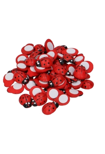 Houten Decoratie Lieveheersbeestje Met Plakker Rood 2cm 70stuks