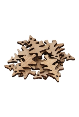 Houten Decoratie Naturel Tree Met Ophang Gaatje 7x3.5cm 100stuks