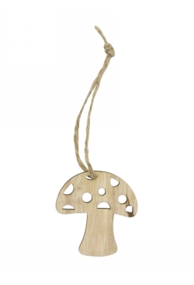 Houten Decoratie Paddenstoel Met Koord 5.2x4.6cm 24stuks