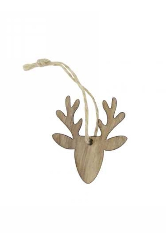 Houten Decoratie Rendier Met Koord 5x4.3cm 24stuks