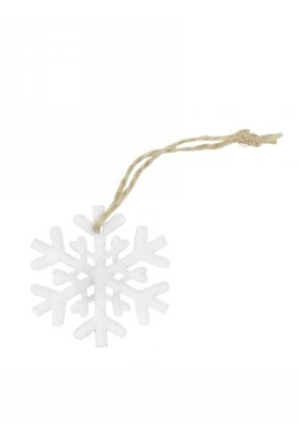Houten Decoratie Sneeuw Wit Met Koord 5cm 24stuks