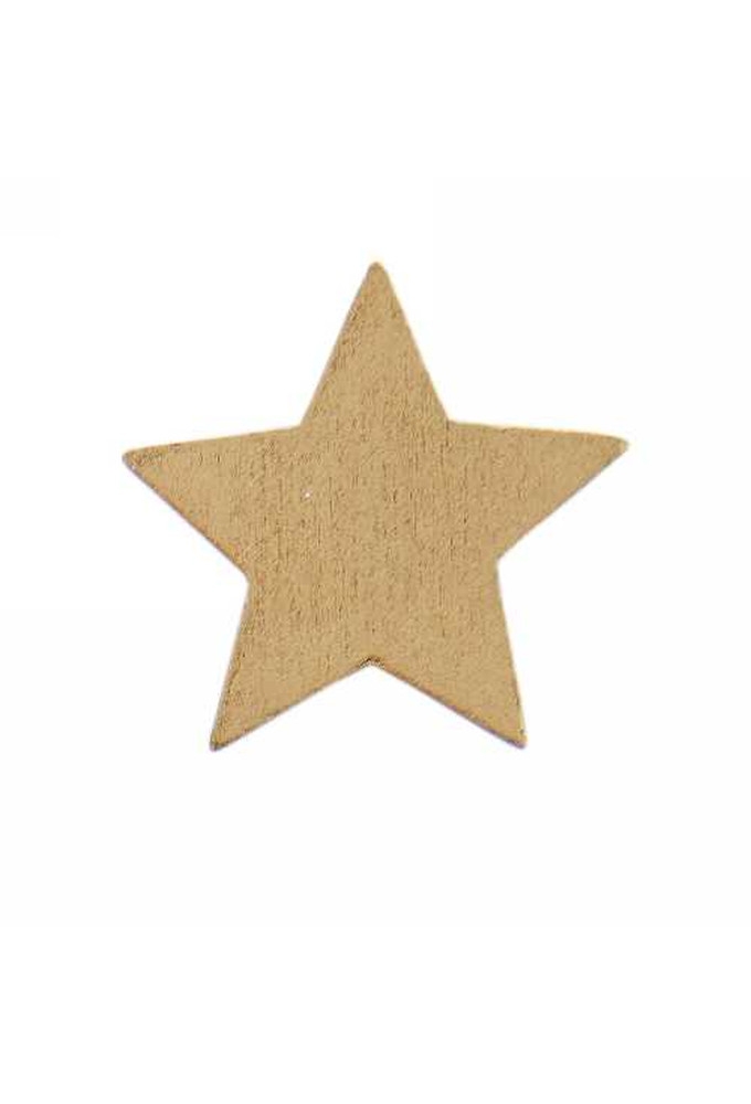 Houten Decoratie Star Wood Goud Met Plakker 4cm 12stuks