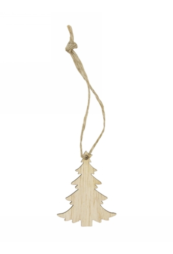 Houten Decoratie Tree Naturel Met koord 5x3.8cm 24stuks