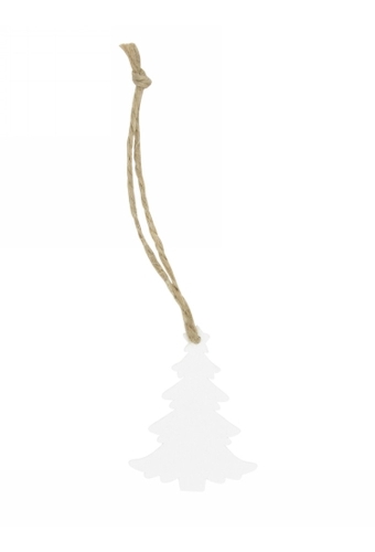 Houten Decoratie Tree Wit Met koord 5x3.8cm 24stuks
