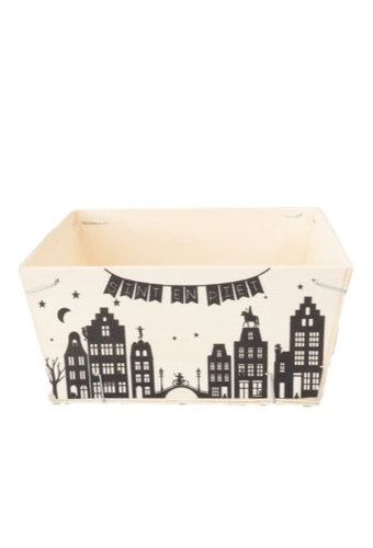 Houten Korf Bedrukt Sint Versie 2 17x17x7cm 25stuks