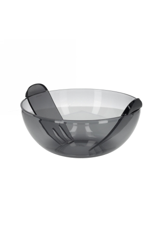 Jens Living Acryl Saladeschaal Met Bestek Smoke 27.4x27.4x11cm 1stuks