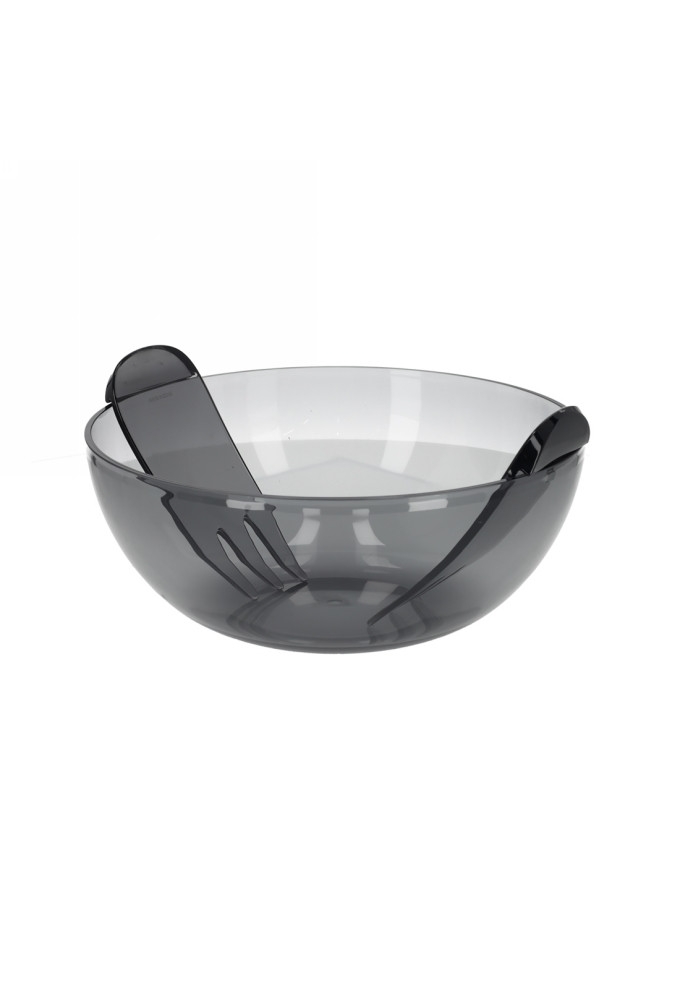 Jens Living Acryl Saladeschaal Met Bestek Smoke 27.4x27.4x11cm 1stuks