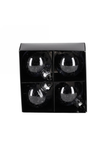 Jens Living Glitter Kerstballen Zwart set van 4stuks 5x5x5cm 1stuks