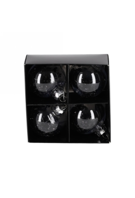 Jens Living Glitter Kerstballen Zwart set van 4stuks 5x5x5cm 1stuks