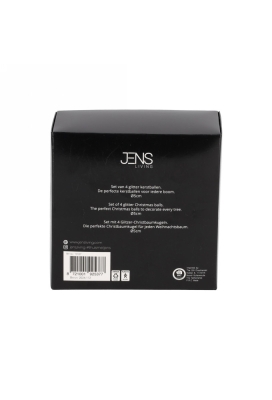Jens Living Glitter Kerstballen Zwart set van 4stuks 5x5x5cm 1stuks