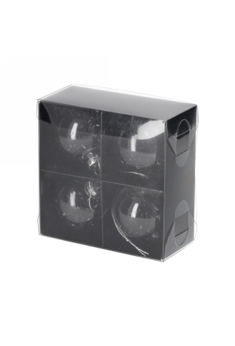 Jens Living Glitter Kerstballen Zwart set van 4stuks 5x5x5cm 1stuks