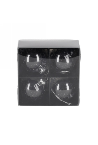 Jens Living Glitter Kerstballen Zwart set van 4stuks 5x5x5cm 1stuks