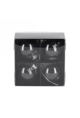 Jens Living Glitter Kerstballen Zwart set van 4stuks 5x5x5cm 1stuks