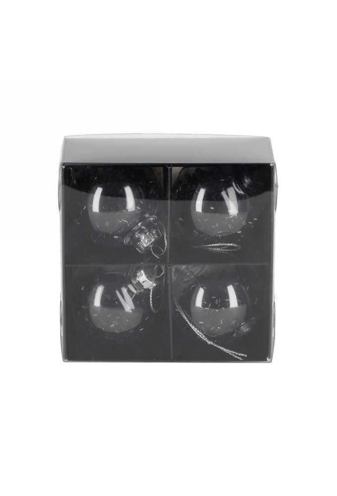 Jens Living Glitter Kerstballen Zwart set van 4stuks 5x5x5cm 1stuks