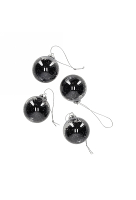 Jens Living Glitter Kerstballen Zwart set van 4stuks 5x5x5cm 1stuks