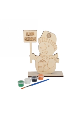 Jens Living Houten Schilderset Sneeuwpop 13x5x17cm 1stuks