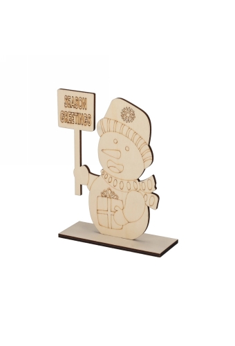 Jens Living Houten Schilderset Sneeuwpop 13x5x17cm 1stuks