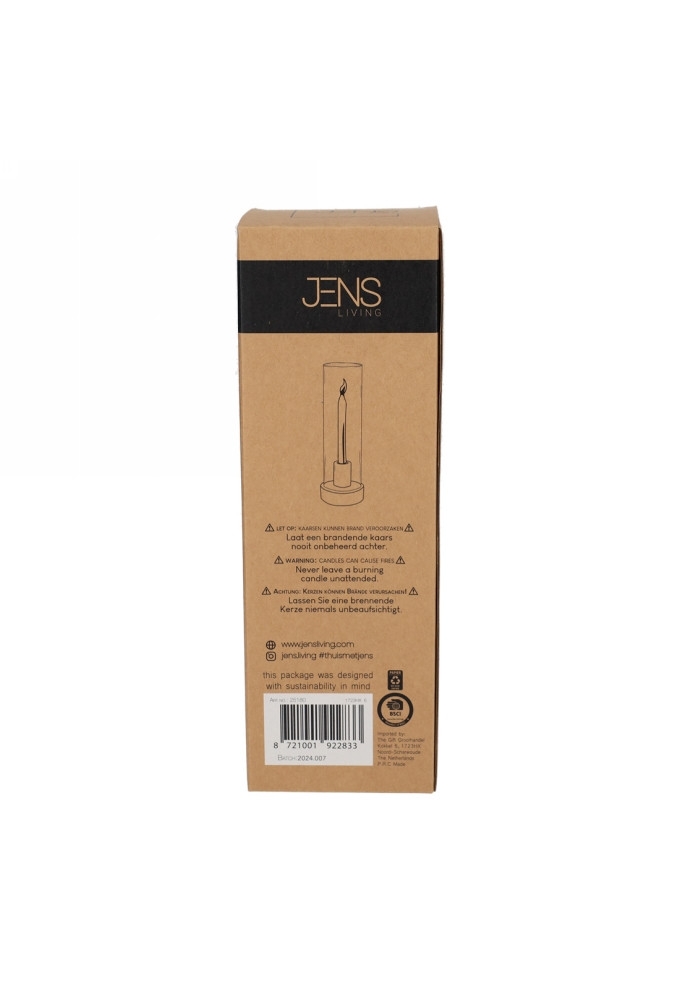 Jens Living Kandelaar Tess Zwart 9x9x28.5cm 1stuks