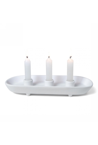 Jens Living Keramieken Kandelaar Triple Wit 30x14x3.5cm 1stuks