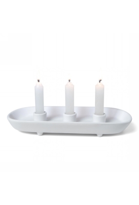 Jens Living Keramieken Kandelaar Triple Wit 30x14x3.5cm 1stuks