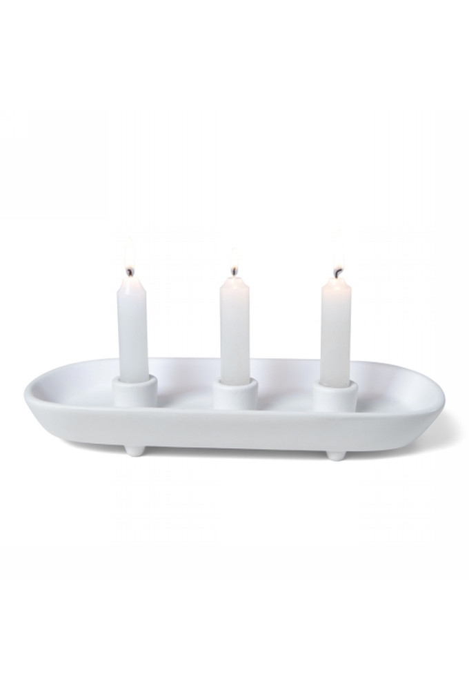 Jens Living Keramieken Kandelaar Triple Wit 30x14x3.5cm 1stuks
