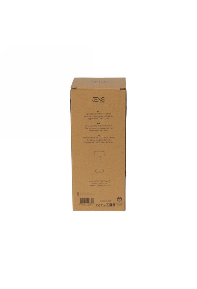 Jens Living Led Touch Lamp Zwart 8.8x8.8x22.5cm 1stuks