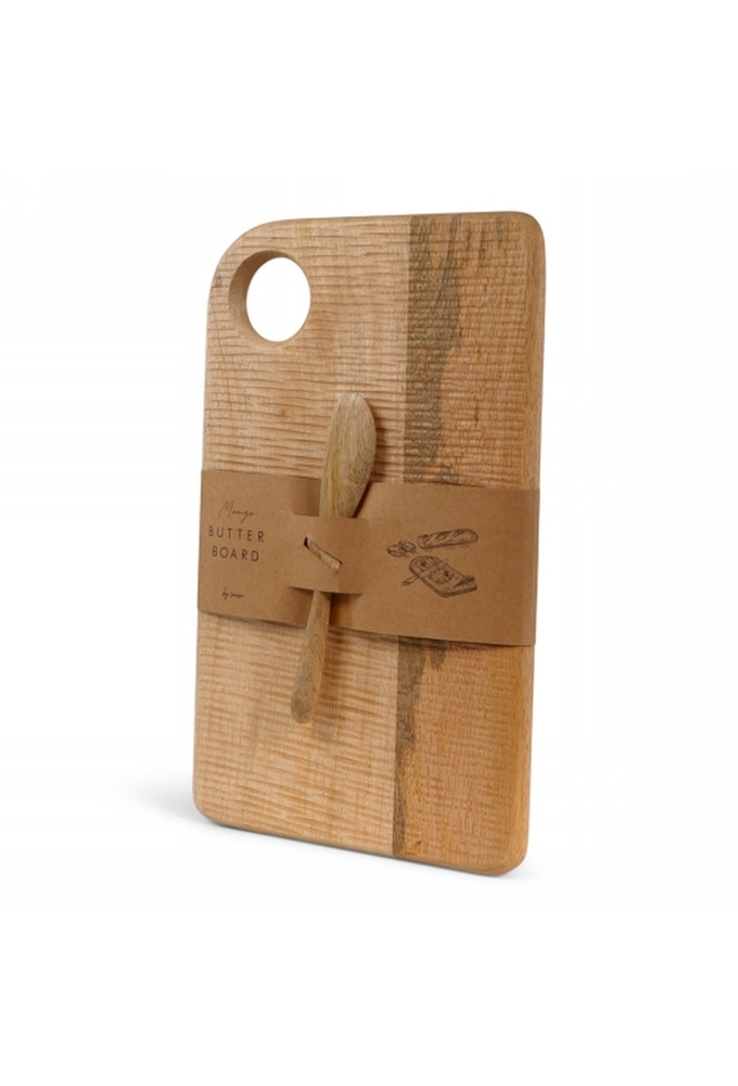 Jens Living Mango Boterbord Met Mes Naturel 33x20x1.5cm 1stuks