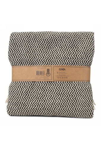 Jens Living Recycled Cotton Plaid Visgraat Zwart 130x180x0.3cm 1stuks