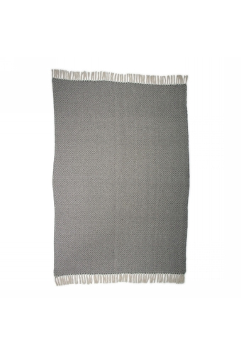 Jens Living Recycled Cotton Plaid Visgraat Zwart 130x180x0.3cm 1stuks