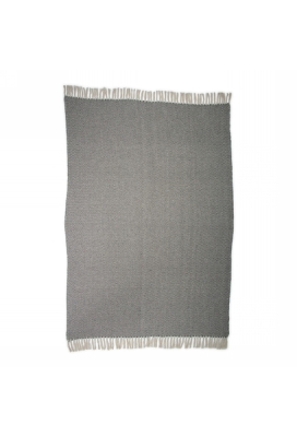 Jens Living Recycled Cotton Plaid Visgraat Zwart 130x180x0.3cm 1stuks