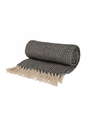 Jens Living Recycled Cotton Plaid Wafel Zwart 130x180x0.3cm 1stuks