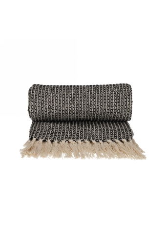 Jens Living Recycled Cotton Plaid Wafel Zwart 130x180x0.3cm 1stuks
