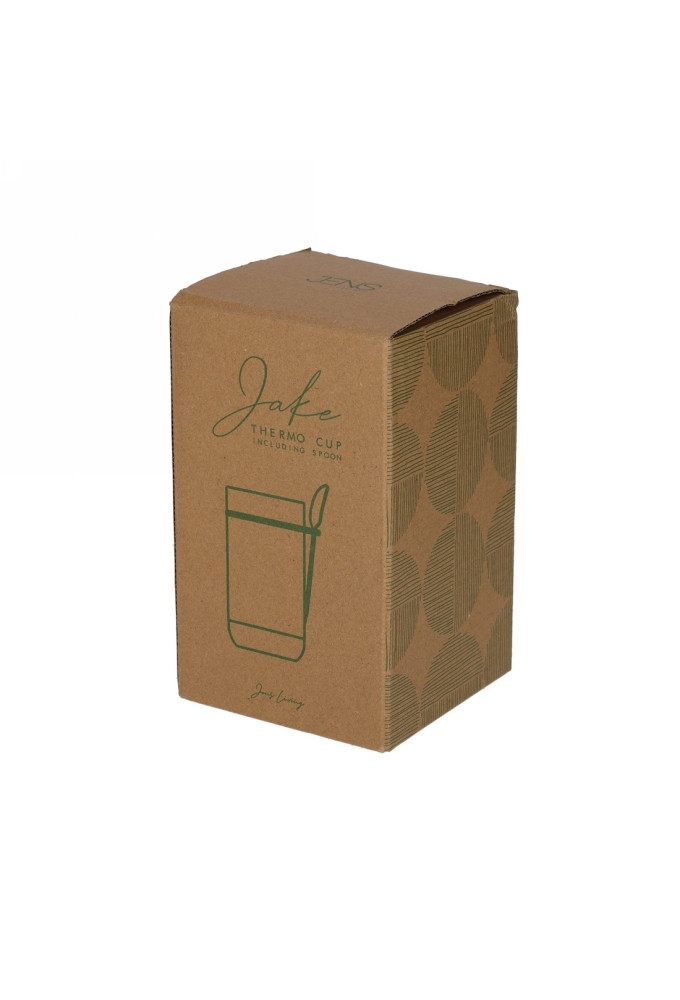 Jens Living Thermo Beker met Lepel Jake Groen 8.5x8.5x15.5cm 1stuks