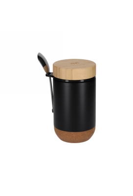 Jens Living Thermo Beker met Lepel Jake Zwart 8.5x8.5x15.5cm 1stuks