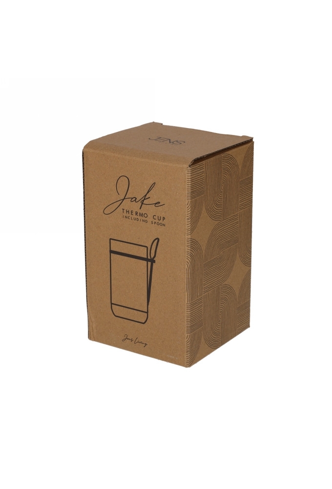 Jens Living Thermo Beker met Lepel Jake Zwart 8.5x8.5x15.5cm 1stuks
