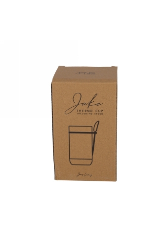 Jens Living Thermo Beker met Lepel Jake Zwart 8.5x8.5x15.5cm 1stuks