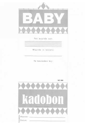 Kadobon Baby + Envelop 12x12cm 12stuks
