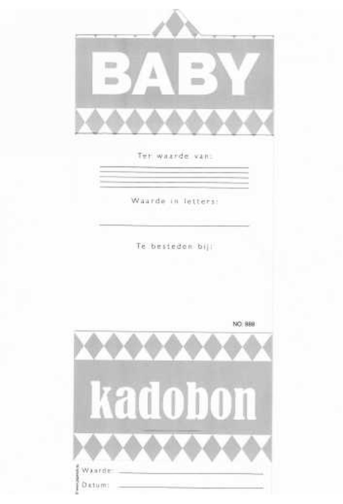 Kadobon Baby + Envelop 12x12cm 12stuks