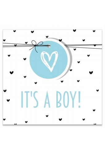Kadobon It s a Boy + Envelop 12x12cm 12stuks