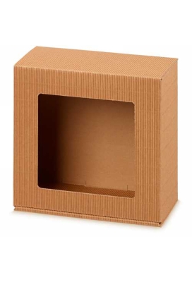 Kadodoos Colour Rib Naturel Vierkant & Venster 20x20x10cm 25st